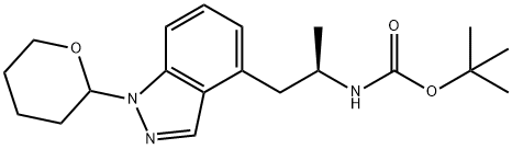 Carbamic acid, N-[(1R)-1-methyl-2-[1-(tetrahydro-2H-pyran-2-yl)-1H-indazol-4-yl]ethyl]-, 1,1-dimethylethyl ester 구조식 이미지