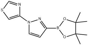 Thiazole, 4-[3-(4,4,5,5-tetramethyl-1,3,2-dioxaborolan-2-yl)-1H-pyrazol-1-yl]- Structure
