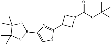 1-Azetidinecarboxylic acid, 3-[4-(4,4,5,5-tetramethyl-1,3,2-dioxaborolan-2-yl)-2-thiazolyl]-, 1,1-dimethylethyl ester Structure