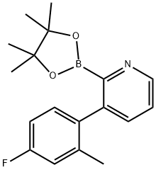 3-(4-Fuoro-2-methylphenyl)pyridine-2-boronic acid pinacol ester 구조식 이미지