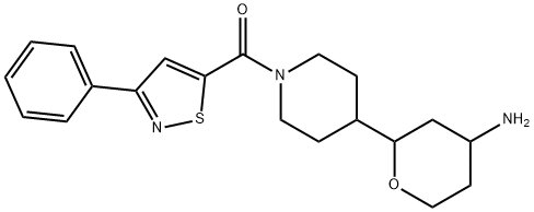 2-[1-(3-phenyl-1,2-thiazole-5-carbonyl)piperidin-4-
yl]oxan-4-amine 구조식 이미지