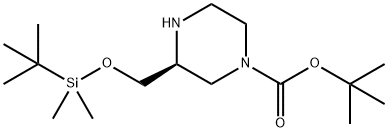 1-Piperazinecarboxylic acid, 3-[[[(1,1-dimethylethyl)dimethylsilyl]oxy]methyl]-, 1,1-dimethylethyl ester, (3S)- Structure