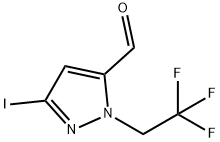 3-iodo-1-(2,2,2-trifluoroethyl)-1H-pyrazole-5-carbaldehyde Structure