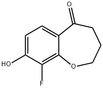 9-Fluoro-8-hydroxy-3,4-dihydrobenzo[b]oxepin-5(2H)-one 구조식 이미지