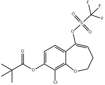 9-chloro-5-(((trifluoromethyl)sulfonyl)oxy)-2,3-dihydrobenzo[b]oxepin-8-yl pivalate 구조식 이미지