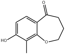 8-Hydroxy-9-methyl-3,4-dihydrobenzo[b]oxepin-5(2H)-one 구조식 이미지