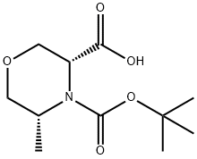 3,4-Morpholinedicarboxylic acid, 5-methyl-, 4-(1,1-dimethylethyl) ester, (3R,5R) 구조식 이미지