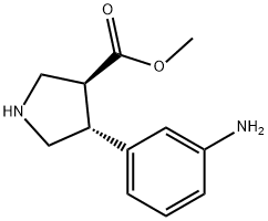 3-Pyrrolidinecarboxylic acid, 4-(3-aminophenyl)-, methyl ester, (3S,4R)- Structure