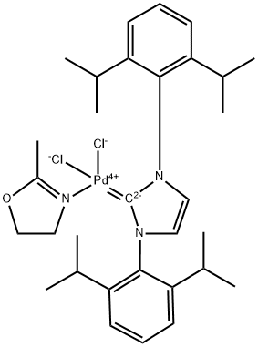 Palladium, [1,3-bis[2,6-bis(1-methylethyl)phenyl]-1,3-dihydro-2H-imidazol-2-ylidene]dichloro(4,5-dihydro-2-methyloxazole-κN3)-, (SP-4-1)- Structure