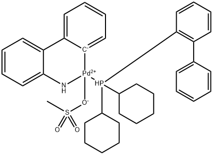 (2-Dicyclohexylphosphino-1,1′-biphenyl)[2-(2′-amino-1,1′-biphenyl)]palladium(II) methanesulfonate Structure