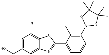 (7-Chloro-2-(2-methyl-3-(4,4,5,5-tetramethyl-1,3,2-dioxaborolan-2-yl)phenyl)benzo[d]oxazol-5-yl)methanol Structure