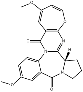 6H,12H-Oxepino[2',3':4,5]pyrimido[1,2-a]pyrrolo[2,1-c][1,4]benzodiazepine-6,12-dione, 14,15,16,16a-tetrahydro-4,10-dimethoxy-, (16aS)- Structure