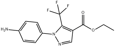 1H-Pyrazole-4-carboxylic acid, 1-(4-aminophenyl)-5-(trifluoromethyl)-, ethyl ester 구조식 이미지