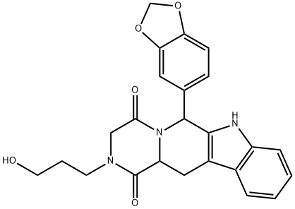 Pyrazino[1',2':1,6]pyrido[3,4-b]indole-1,4-dione, 6-(1,3-benzodioxol-5-yl)-2,3,6,7,12,12a-hexahydro-2-(3-hydroxypropyl)- Structure