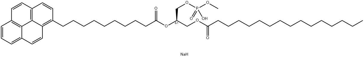 β-py-C<sub>10</sub>-HPM [1-Hexadecanoyl-2-(1-pyrenedecanoyl)-sn-glycero-3-phosphoMethanol, sodiuM salt] 구조식 이미지