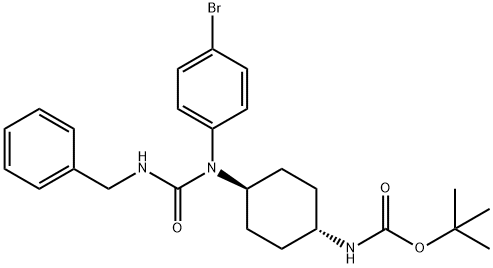 Carbamic acid, N-[trans-4-[(4-bromophenyl)[[(phenylmethyl)amino]carbonyl]amino]cyclohexyl]-, 1,1-dimethylethyl ester Structure