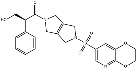 1-Propanone, 1-[5-[(2,3-dihydro-1,4-dioxino[2,3-b]pyridin-7-yl)sulfonyl]-3,4,5,6-tetrahydropyrrolo[3,4-c]pyrrol-2(1H)-yl]-3-hydroxy-2-phenyl-, (2S)- Structure