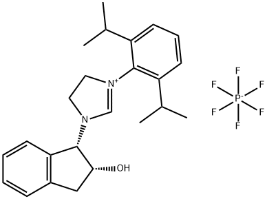 1H-Imidazolium, 3-[2,6-bis(1-methylethyl)phenyl]-1-[(1S,2R)-2,3-dihydro-2-hydroxy-1H-inden-1-yl]-4,5-dihydro-, hexafluorophosphate(1-) (1:1) 구조식 이미지