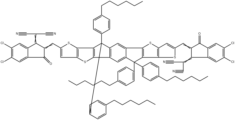 3,9-bis(2-methylene-((3-(1,1-dicyanomethylene)-6,7-dichloro)-indanone))-5,5,11,11-tetrakis(4-hexylphenyl)-dithieno[2,3-d:2',3'-d']-s-indaceno[1,2-b:5,6-b']dithiophene Structure