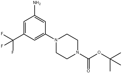 tert-butyl 4-(3-amino-5-(trifluoromethyl)phenyl)piperazine-1-carboxylate 구조식 이미지