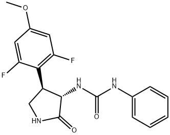 Urea, N-[(3S,4R)-4-(2,6-difluoro-4-methoxyphenyl)-2-oxo-3-pyrrolidinyl]-N'-phenyl- 구조식 이미지