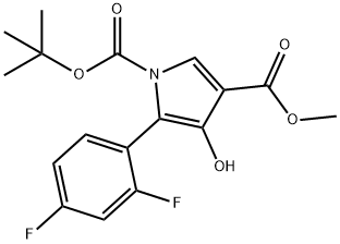 1H-Pyrrole-1,3-dicarboxylic acid, 5-(2,4-difluorophenyl)-4-hydroxy-, 1-(1,1-dimethylethyl) 3-methyl ester 구조식 이미지
