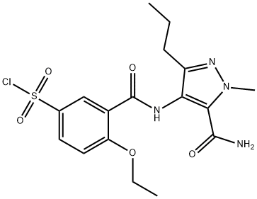 Benzenesulfonyl chloride, 3-[[[5-(aminocarbonyl)-1-methyl-3-propyl-1H-pyrazol-4-yl]amino]carbonyl]-4-ethoxy- Structure