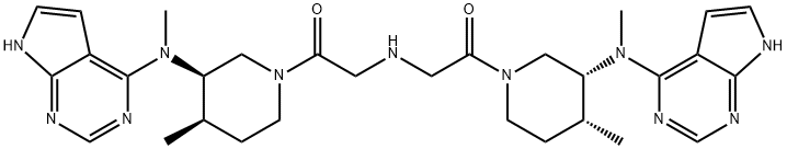 Ethanone, 2,2'-iminobis[1-[(3R,4R)-4-methyl-3-(methyl-7H-pyrrolo[2,3-d]pyrimidin-4-ylamino)-1-piperidinyl]- Structure