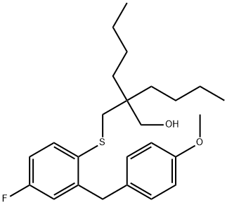 1-Hexanol, 2-butyl-2-[[[4-fluoro-2-[(4-methoxyphenyl)methyl]phenyl]thio]methyl]- Structure