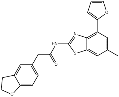 5-Benzofuranacetamide, N-[4-(2-furanyl)-6-methyl-2-benzothiazolyl]-2,3-dihydro- Structure