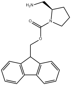 1-Pyrrolidinecarboxylic acid, 2-(aminomethyl)-, 9H-fluoren-9-ylmethyl ester, (2R 구조식 이미지