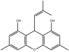 9H-Xanthene-1,8-diol, 3,6-dimethyl-9-(2-methyl-1-propen-1-yl)- Structure