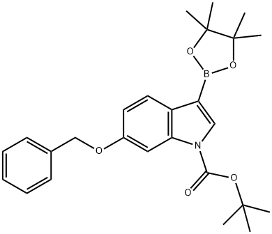 tert-Butyl 6-benzyloxy-3-(4,4,5,5-tetramethyl-1,3,2-dioxaborolan-2-yl)indole-1-carboxylate Structure