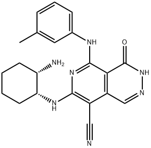 7-(((1R,2S)-2-aminocyclohexyl)amino)-4-oxo-5-(m-tolylamino)-3,4-dihydropyrido[3,4-d]pyridazine-8-carbonitrile Structure