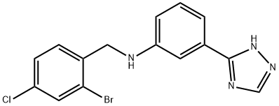 Benzenemethanamine, 2-bromo-4-chloro-N-[3-(1H-1,2,4-triazol-5-yl)phenyl]- Structure