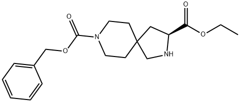 2,8-Diazaspiro[4.5]decane-3,8-dicarboxylic acid, 3-ethyl 8-(phenylmethyl) ester, (3S)- 구조식 이미지