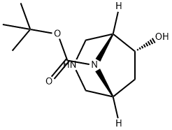 3,8-Diazabicyclo[3.2.1]octane-8-carboxylic acid, 6-hydroxy-, 1,1-dimethylethyl ester, (1R,5R,6R)- Structure