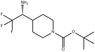 1-Piperidinecarboxylic acid, 4-[(1R)-1-amino-2,2,2-trifluoroethyl]-, 1,1-dimethylethyl ester 구조식 이미지
