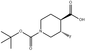 1,4-Piperidinedicarboxylic acid, 3-fluoro-, 1-(1,1-dimethylethyl) ester, (3S,4S)- Structure