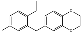 1,4-Benzodioxin, 6-[(2-ethyl-5-iodophenyl)methyl]-2,3-dihydro- 구조식 이미지