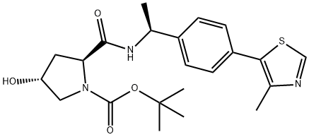 1-Pyrrolidinecarboxylic acid, 4-hydroxy-2-[[[(1S)-1-[4-(4-methyl-5-thiazolyl)phenyl]ethyl]amino]carbonyl]-, 1,1-dimethylethyl ester, (2S,4R)- Structure