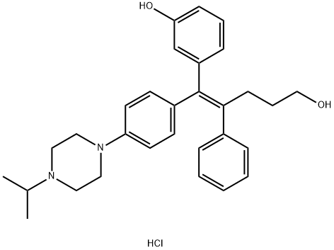 Benzenebutanol, δ-[(3-hydroxyphenyl)[4-[4-(1-methylethyl)-1-piperazinyl]phenyl]methylene]-, hydrochloride (1:2), (δE)- Structure