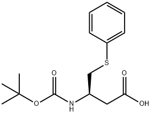 Butanoic acid, 3-[[(1,1-dimethylethoxy)carbonyl]amino]-4-(phenylthio)-, (3R)- 구조식 이미지