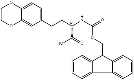 (2S)-4-(2,3-dihydro-1,4-benzodioxin-6-yl)-2-({[(9H-fluoren-9-yl)methoxy]carbonyl}amino)butanoic acid 구조식 이미지