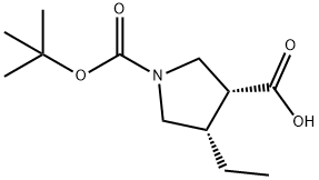 1,3-Pyrrolidinedicarboxylic acid, 4-ethyl-, 1-(1,1-dimethylethyl) ester, (3R,4S) Structure