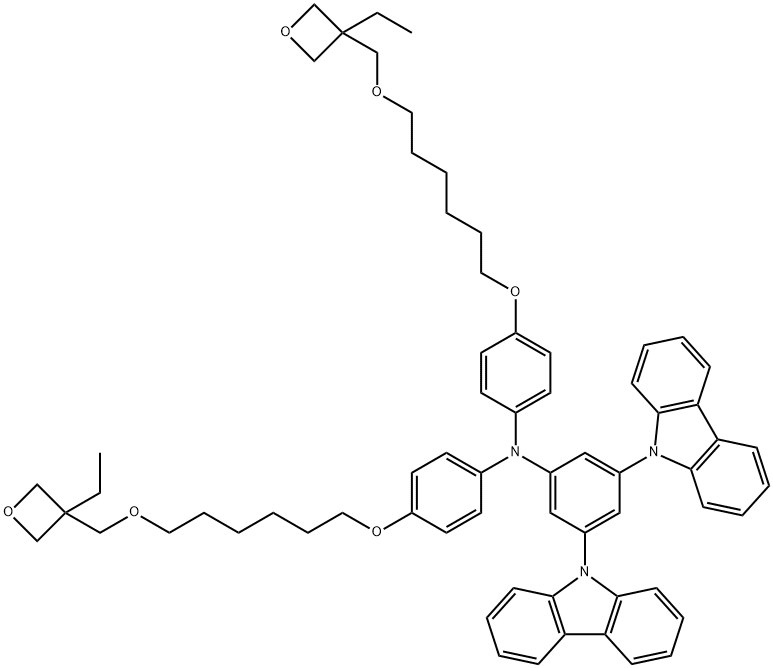 3,5-di-9H-carbazol-9-yl-N,N-bis[4-[[6-[(3-ethyl-3-oxetanyl)methoxy]hexyl]oxy]phenyl]-benzenamine Structure