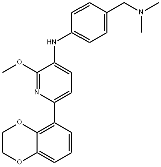 3-Pyridinamine, 6-(2,3-dihydro-1,4-benzodioxin-5-yl)-N-[4-[(dimethylamino)methyl]phenyl]-2-methoxy- Structure