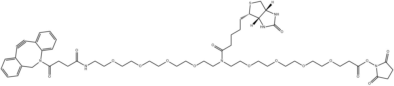 N-(DBCO-PEG4)-N-Biotin-PEG4-NHS Structure