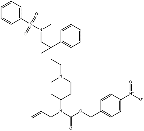 4-Nitrobenzyl allyl(1-{(3R)-3-methyl-4-[methyl(phenylsulfonyl)amino]-3-phenylbutyl}-4-piperidinyl)carbamate Structure