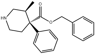 4-Piperidinecarboxylic acid, 3-methyl-4-phenyl-, phenylmethyl ester, (3S,4R)- Structure